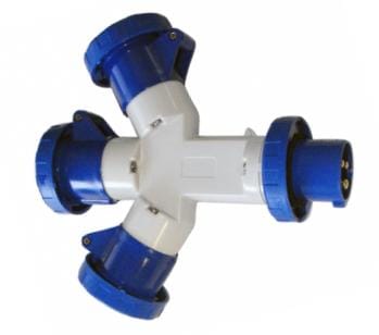 GEWISS - Multiplicador móvil estanco con 3 salidas 2P+T clavija 16A 230V 50-50Hz 6h azul IP67