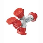 GEWISS - Multiplicador móvil estanco con 3 salidas 3P+N+T clavija 16A 400V 50-50Hz 6h rojo IP67