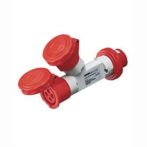 GEWISS - Multiplicador móvil estanco con 2 salidas 3P+T clavija 16A 400V 50-50Hz 6h rojo IP67