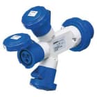 GEWISS - Adaptador estanco clavija 3P+N+T 32A 400V AC 50-60Hz 2 bases 2P+T 16A 230V + base 3P+N+T 32A 400V AC IP67
