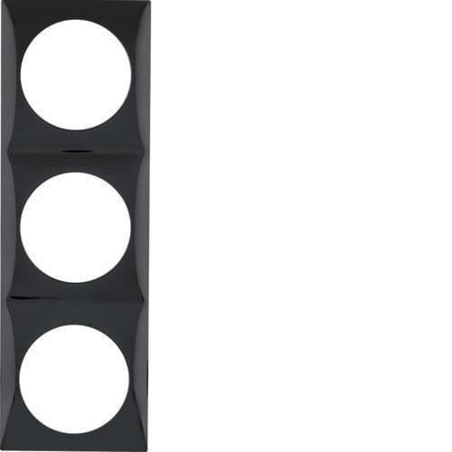 HAGER - Marco con 3 elementos negro brillo