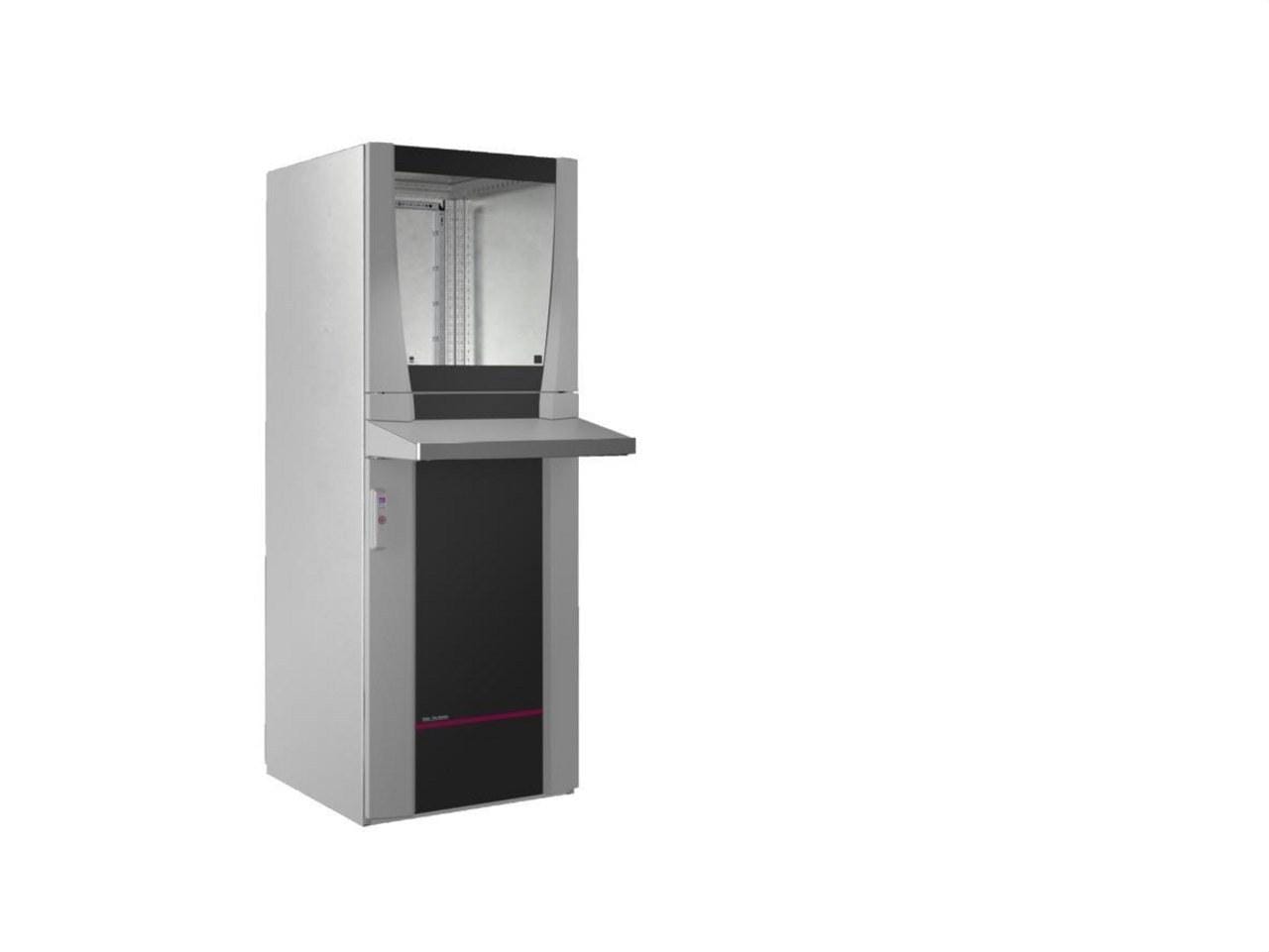 RITTAL - Sistema de armario PC 600x1600x630mm con puerta transparente arriba, pupitre y bandeja para aparatos
