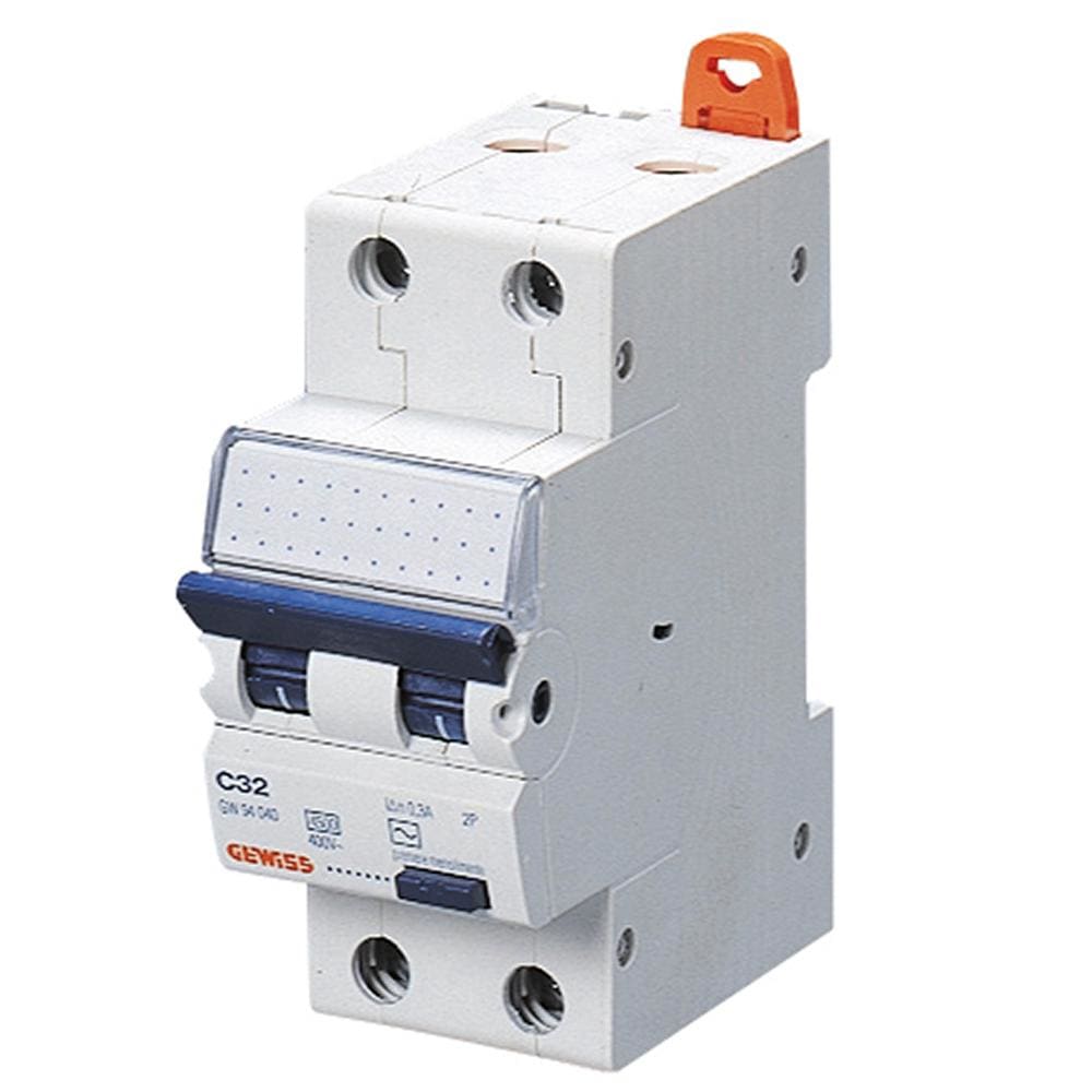 GEWISS - Interruptor magnetotérmico compacto MDC60 2P 25A curva C 2 módulos corriente diferencial de 0,03A clase AC