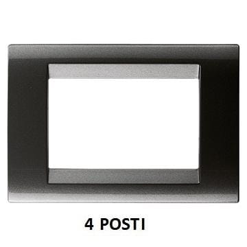 GEWISS - Placa Playbus Young 4 módulos en tecnopolímero pintado con esmalte vidriado antiarañazos gris pizarra