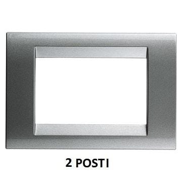 GEWISS - Placa Playbus Young 2 módulos en tecnopolímero pintado con esmalte vidriado antiarañazos gris titanio