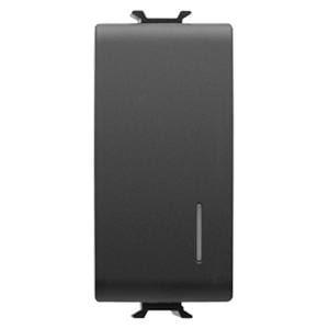 GEWISS - Conmutador 1P 250V AC de 16AX iluminable con difusor 1 módulo en negro
