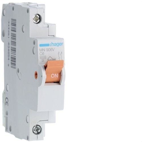HAGER - Interruptor automático MN 1P+N 6A curva-C