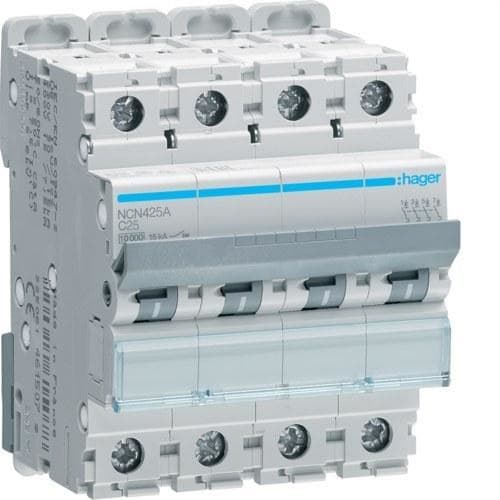 HAGER - Automático magnetotérmico N curva-C 4P 25A