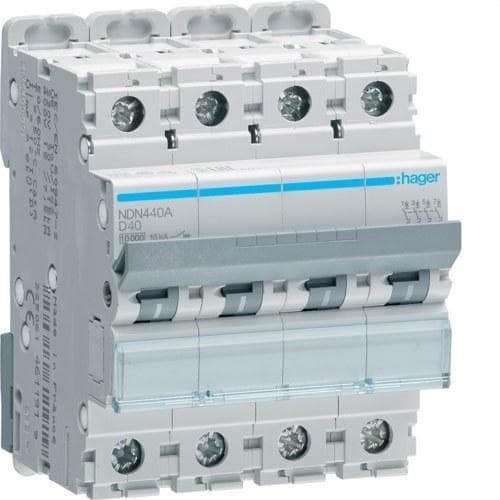 HAGER - Automático magnetotérmico M curva-D 10kA 4P 40A