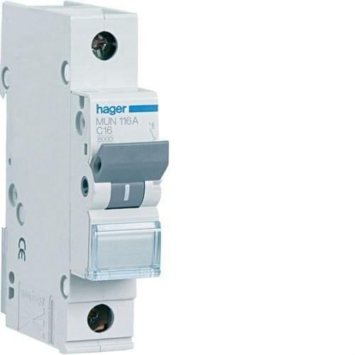 HAGER - Interruptor automático 1P 16A curva-C 6kA