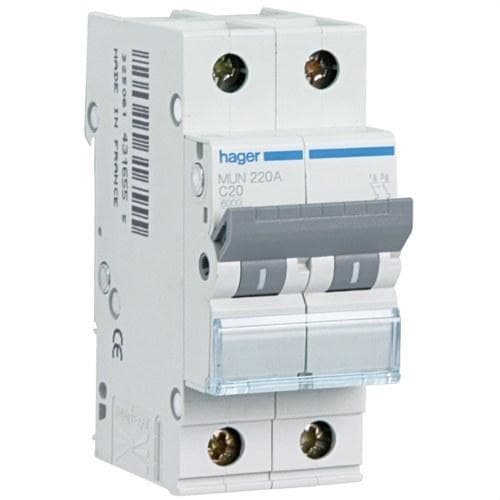 HAGER - Interruptor automático 2P 63A curva-C 6kA