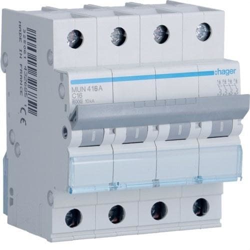 HAGER - Interruptor automático 4P 6A curva-C 6kA