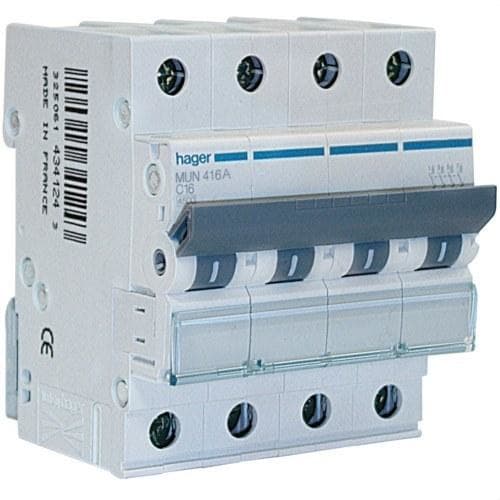 HAGER - Interruptor automático 3P+N 16A curva-C 6kA