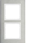 HAGER - Marco B7 con 2 elementos verticales inoxidable blanco polar mate