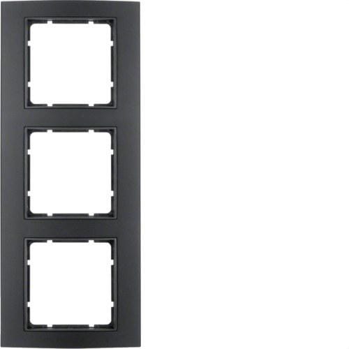 HAGER - Marco B3 con 3 elementos aluminio negro antracita