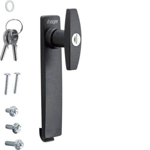 HAGER - Cerradura y empuñadura con llave de sierra 1242E armarios Univers IP55/65