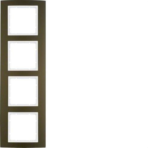 HAGER - Marco B3 con 4 elementos aluminio marron blanco polar