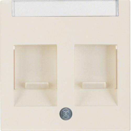 HAGER - Placa central persiana portarótulos 2 módulos S1 blanco