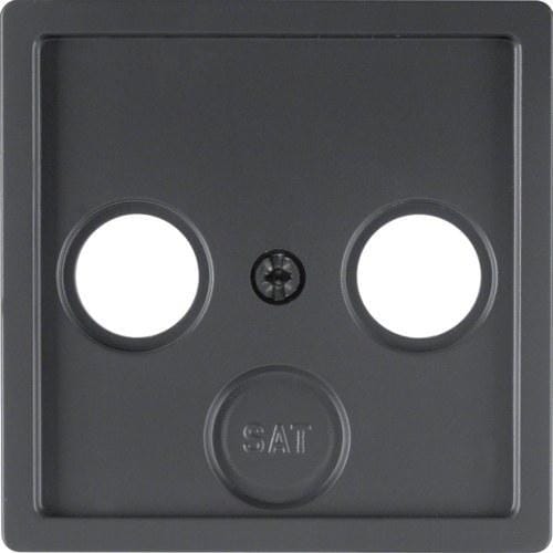 HAGER - Placa TV-FM-SAT Q.1/Q.3 antracita aterciopelado