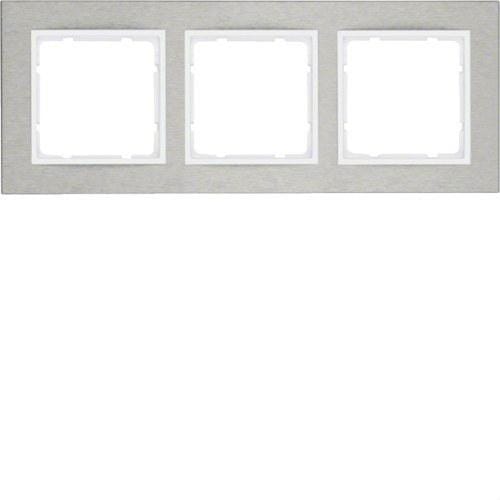 HAGER - Marco B7 con 3 elementos horizontales inoxidable blanco polar mate