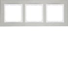 HAGER - Marco B7 con 3 elementos horizontales inoxidable blanco polar mate