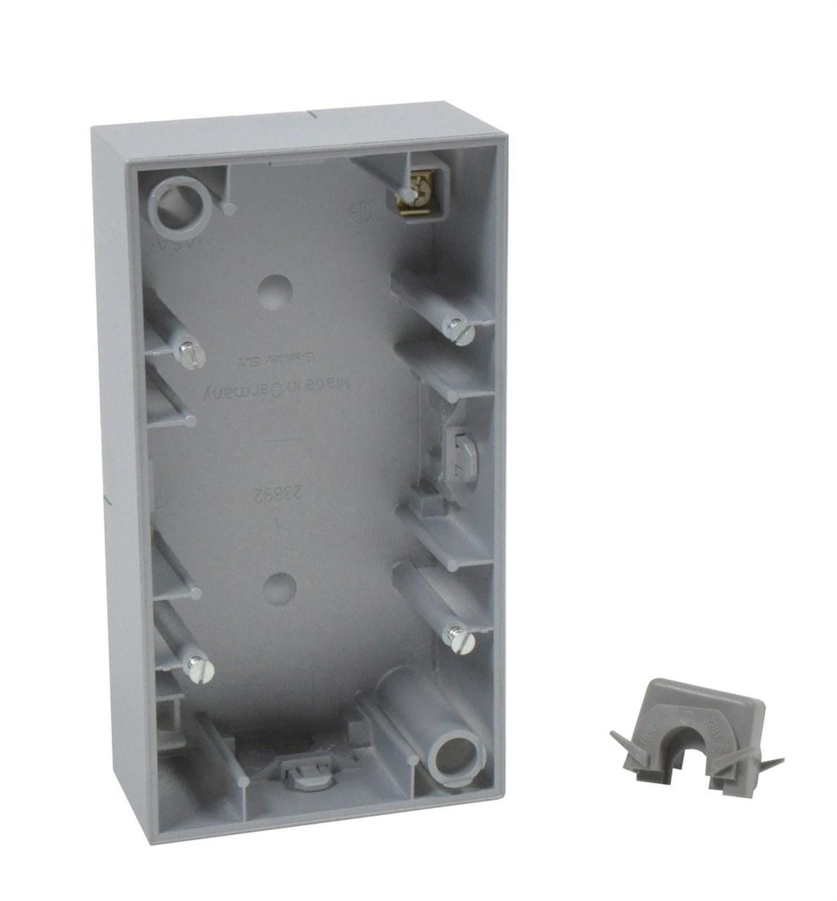 HAGER - Caja montaje con 2 elementos aluminio mate