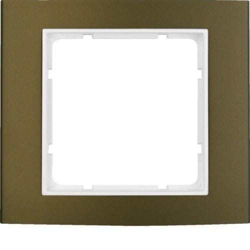 HAGER - Marco B3 con 1 elemento aluminio marron blanco polar