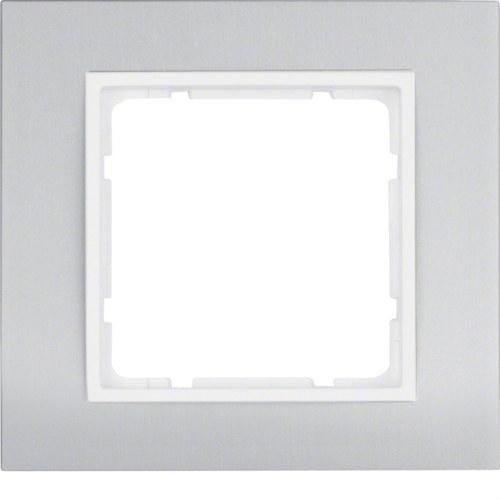 HAGER - Marco B3 con 1 elemento aluminio blanco polar