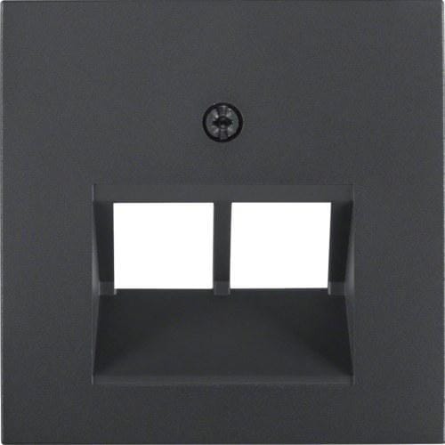 HAGER - Placa central para conector doble B1/B3/B7 antracita