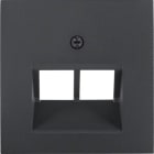 HAGER - Placa central para conector doble B1/B3/B7 antracita