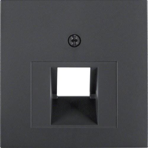 HAGER - Placa central con 1 toma B1/B3/B7 antracita