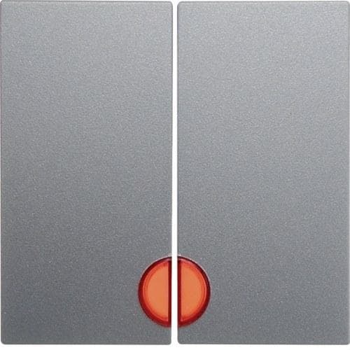 HAGER - Tecla con lente para mecanismo doble B1 aluminio