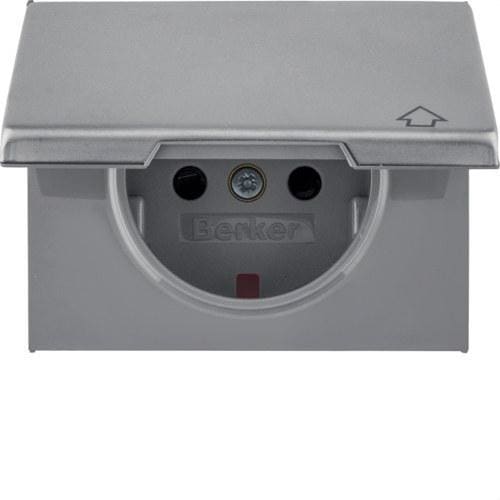 HAGER - Tapa schuko bisagra KX protección infantil acero