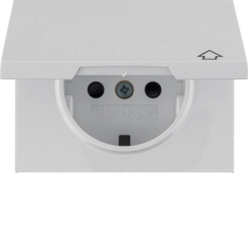 HAGER - Tapa schuko bisagra KX protección infantil blanco polar