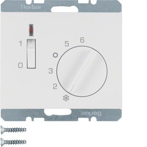 HAGER - Placa termostato K.1 con interruptor+lente blanco polar