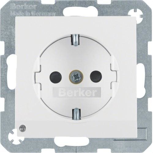 HAGER - Toma schuko led orientación blanco polar mate