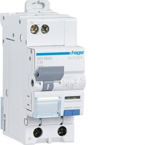 HAGER - Interruptor automático diferencial 1P+N 16A curva-C 6kA 300mA