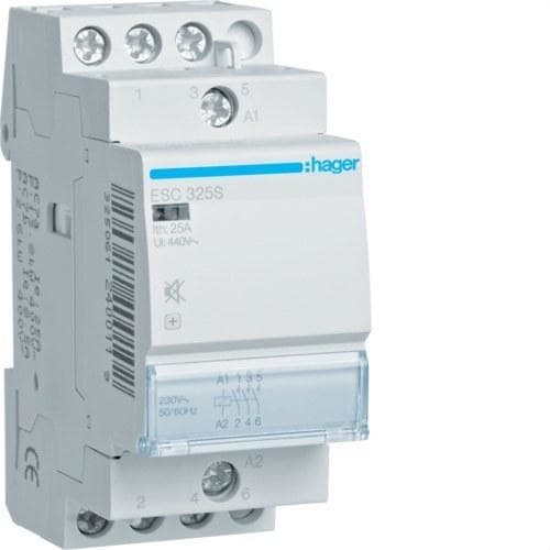 HAGER - CONTACTOR SILENCIOSO 25A 3NA 230V