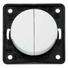 HAGER - Pulsador doble Integro con terminal común blanco polar