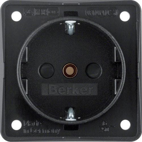 HAGER - Toma schuko protección infantil+tornillo negro mate