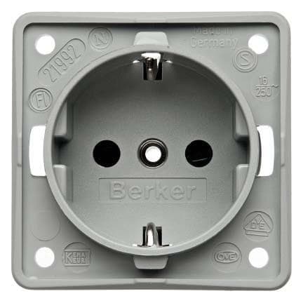 HAGER - Toma corriente schuko para tornillo con dispositivo gris