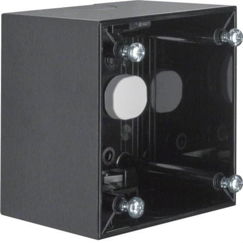 HAGER - Caja montaje superficie con 1 elemento negro brillo