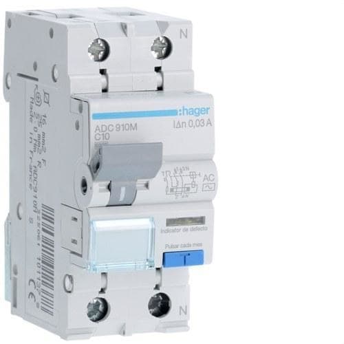 HAGER - Interruptor automático diferencial 1P+N C-10A 30mA