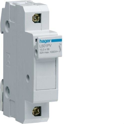 HAGER - Portafusible PV 10,3x38mm 32A 1P 1000V