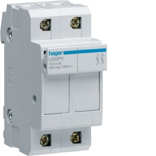 HAGER - Portafusible PV 10,3x38mm 32A 2P 1000V