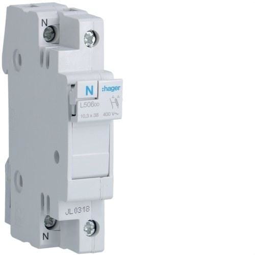 HAGER - Portafusible seccionable L38 1P+N 20A 500V