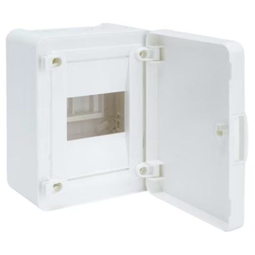 HAGER - Caja de superficie golf VF con 1 fila 4 módulos opaca blanca+regleta
