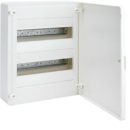 HAGER - Caja de superficie golf VF con 2 filas 24 módulos opaca blanca+regleta