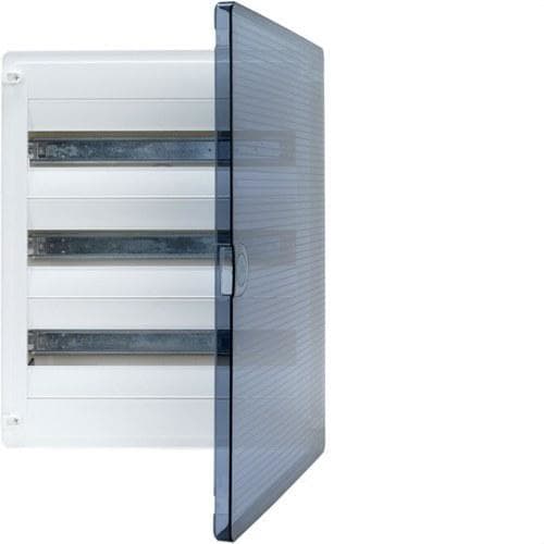 HAGER - Caja de superficie golf VF con 3 filas 36 módulos transparente azul+regleta