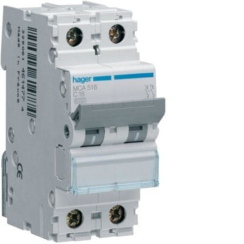 HAGER - Automático magnetotérmico M curva-C 6kA 1P+N 16A